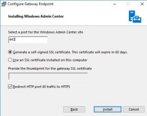 Installing Windows Admin Centre on a domain server