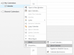 Sharing outlook calendar