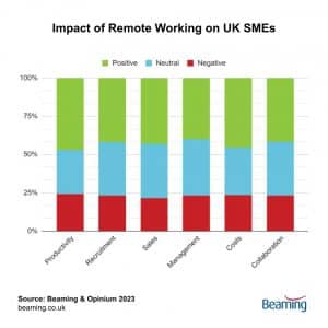 A bar chart showing the impact of remote working on UK SMEs