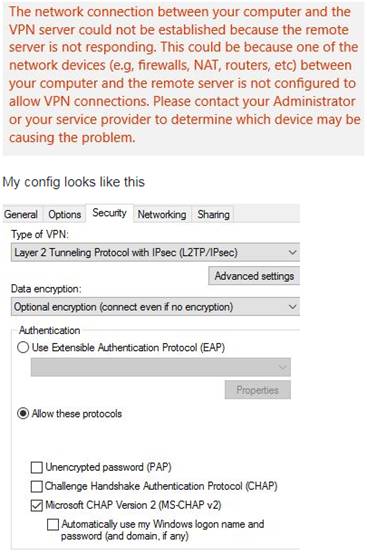 L2TP/IPSEC VPN not working