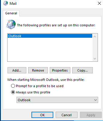 Create a new mail profile 2