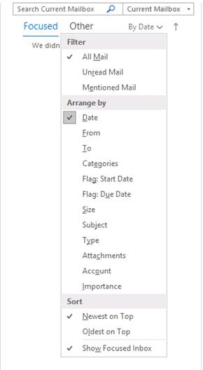 outlook 2016 inbox not showing today