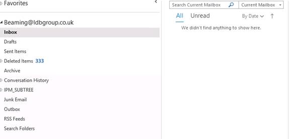 All emails do not show in Outlook 2016